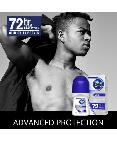 Triple Dry Men Anti-Perspirant Roll On 50ml - 72-Hour Protection | Odor Fighting | Fragrance-Free | Clinically Proven | Men's Roll On - Buy Online on GoSupps.com