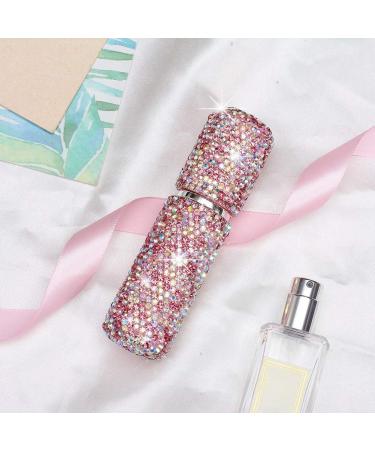 Portable Mini Refillable Perfume Scent Atomizer- Shiny Diamonds Empty Spray Bottle for Traveling and Outgoing of 10ml Pink
