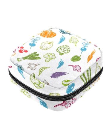 Women's napkin storage bag with vegetable patterns portable period bag for women teenagers girls menstrual cup pocket breastfeeding insert holder