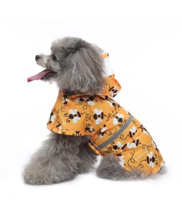 KTHZI Dog Raincoat Adjustable Pet Waterproof and Windproof Clothes Lightweight Rain Jacket Poncho for Hoodies with Strip Reflective(Bee,Medium,Y44) Medium Bee