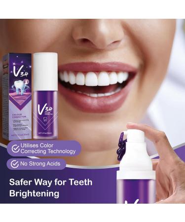 V34 Lila Toothpaste - Color Correction & Whitening Foam for Beautiful Teeth | Shop Internationally - Buy Online on GoSupps.com