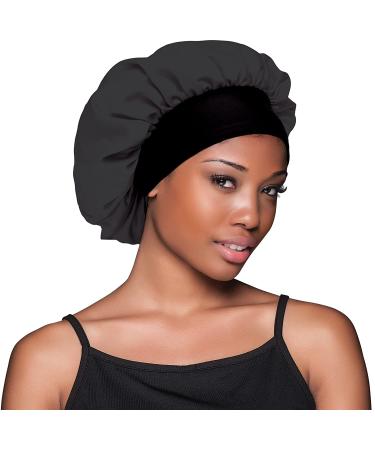 Evolve Satin Wide Edge Bonnet in Black - Ultimate Hair Protection - Buy Online on GoSupps.com