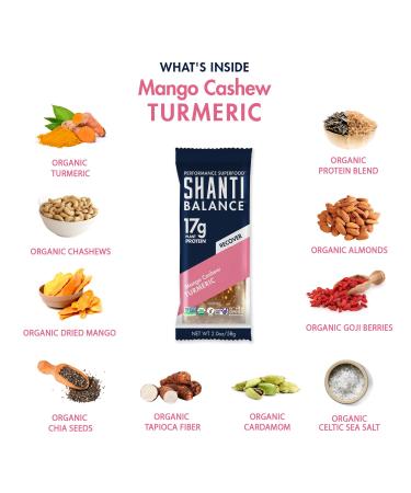 SHANTI BALANCE Mango Cashew Turmeric Bars - 17G Plant Protein, Organic, Gluten-Free, Superfood | 12 Count for Immunity & Performance - Buy Online on GoSupps.com