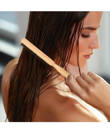 Of Tail And Bristles Natural Bamboo Small Hair Brush For Styling Hair Brush Fine Hair Tail Combs Curler for Detangling Defining and Separating - Buy Online on GoSupps.com