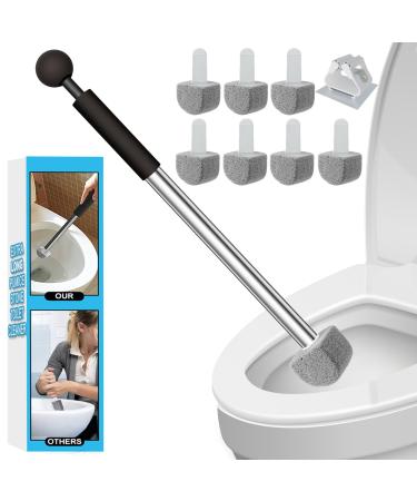Pumice Stone Toilet Bowl Cleaner Toilet Deep Cleaning Bathroom Cleaner Brush Toilet Wand Refills with Long Handle for Remove Hard Water Stains with Wand+Pumice Stones 1 Wand+7 Pumice+1 Wall Sticker