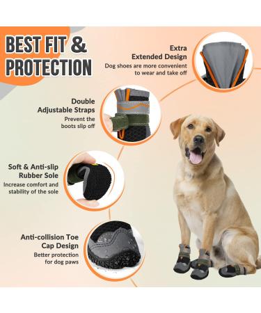AUTOWT Dog Boots Breathable Paw Protector Dogs Shoes Dual Adjustable & Washable Non-Slip Dog Booties with Reflective Strip for Large Medium Small Dogs Injured Paws Walking Running Outdoor(#8 Black) Size 8: Width 3.0" Black - Buy Online on GoSupps.com