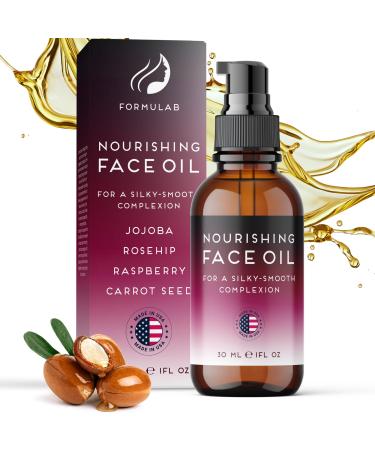 FORMULAB Face Oil Rosehip Oil for Face Hydrating Face Oil for Women and Men Glow Skin Oil Facial Oil for Dry Skin Jojoba Oil for Face Hydrating Brightening Oil 1oz