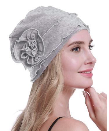 osvyo Chemo Headwear Turban Cap for Women - Cancer Beanie Hair Loss Sealed Packaging One Size Cotton Light Grey