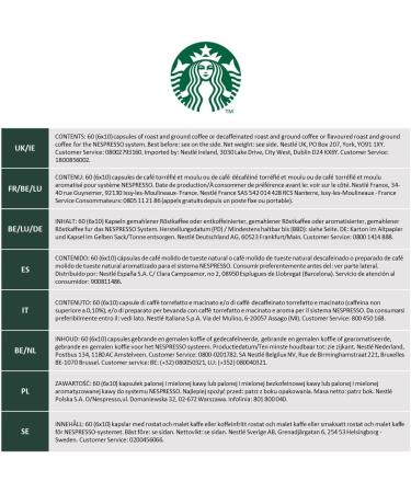 STARBUCKS Italian Style Roast by Nespresso Dark Roast Coffee Capsules 6 x 10 (60 Capsules) - Buy Online on GoSupps.com