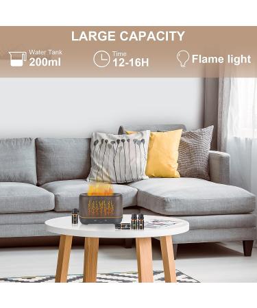 NEWYID Aromatherapy Diffuser with 5 Essential Oils, Flame Light, 3 Mist Modes, 4 Timers, Waterless Auto-Off, Dark Wood Essential Oil Diffuser for Home - Buy Online on GoSupps.com