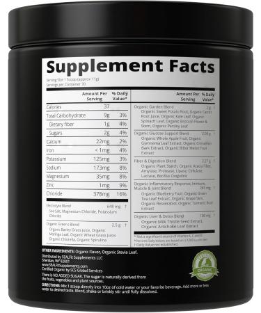 SEALFIT ElectroGreens - Organic Superfood & Electrolytes Powder | 25+ Superfoods for Energy & Hydration | Navy Seal Inspired - Buy Online on GoSupps.com