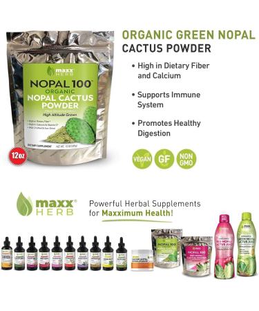 Maxx Herb Organic Nopal Cactus Powder - Digestion & Immune Support - High Fiber & Calcium - Vegan, Non-GMO, Gluten Free - 12 oz Bag - Buy Online on GoSupps.com