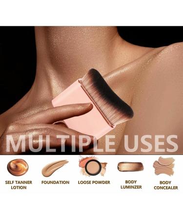 Body Makeup Brush & Self Tanner Brush | Pink Rose Gold Kabuki Brush for Flawless Tan & Bronzer Application - Buy Online on GoSupps.com