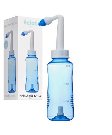 ECLAT Nasal Rinse Bottle - Gentle Pressure Nasal Irrigation, Total Control Smart Auto Flow On/Off Valve, BPA-Free Nose Wash Cleaner Sinus Clearer for Kids & Adults (300mL, Bottle Only)