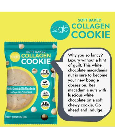 321glo Collagen Protein Cookies - Soft-Baked, Low Carb & Keto Friendly (6-Pack, White Chocolate) for Women, Men, Kids - Buy Online on GoSupps.com