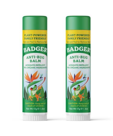 Badger Bug Repellent Stick Organic Deet Free Mosquito Repellent with Citronella & Lemongrass Easy to Use Travel Size Camping Essential Family Friendly Insect Repellent 0.6 oz (2 Pack) 0.6 Ounce (Pack of 2)