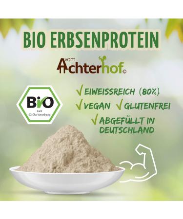 Organic Pea Protein Powder 500g - 80% Protein Content | Vegan - Achterhof - Buy Online on GoSupps.com