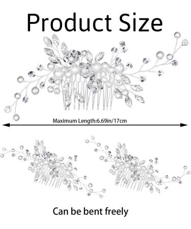 Bridal Flower Wedding Hair Comb Clip - Crystal Vine Pearl Headpiece for Bride & Bridesmaids - Rhinestone Hair Piece for Wedding, Prom & Parties (Silver/White) - Buy Online on GoSupps.com