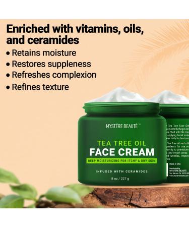 MYST RE BEAUT Tea Tree Oil Face Cream with Vitamin C - Acne Soothing & Wrinkle Reducing Formula - 8 oz - Buy Online on GoSupps.com