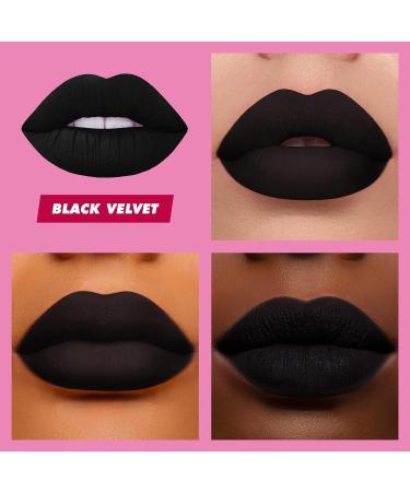 Lime Crime Velvetines Liquid Matte Lipstick in Black Velvet - Long-Lasting True Black Shade with Lip Lining - Talc-Free & Paraben-Free - Buy Online on GoSupps.com