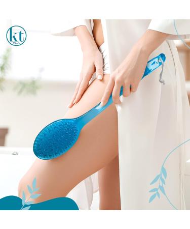 Bath Body Brush - Long Handle Exfoliating Back & Feet Scrubber | Blue | International Shipping - Buy Online on GoSupps.com