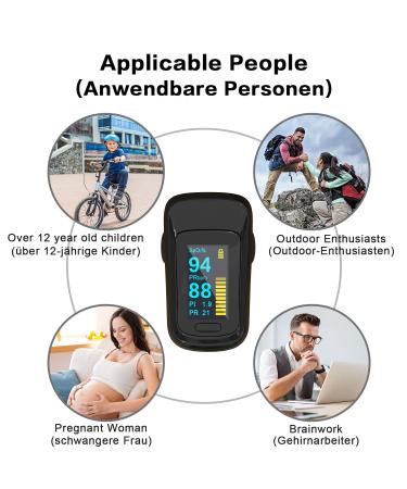 Pulse Oximeter for Finger Oxygen Measuring Device Fingertip Oximeter Measures Oxygen Saturation SpO2 Pulse Frequency Oximeter with OLED Display and Alarm Function(Black) - Buy Online on GoSupps.com