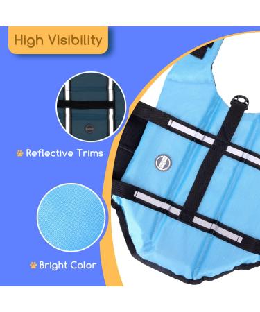 Nobleza Dog Life Vest - Adjustable Dog Jacket with Rescue Handle Reflective Design Buoyant for Swimming Boating & Canoeing - Large Blue - Buy Online on GoSupps.com