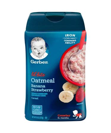 Gerber Lil' Bits Baby Cereal, Oatmeal Banana Strawberry, 8 Ounce(pack of 2)
