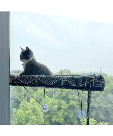 Cat Hammock Window Seat for Indoor Cats,Lower Support Safety Iron Cat Window Perch,Cat Enjoys 360  Sunbathing On The Window Hammock Black Diamond hammock