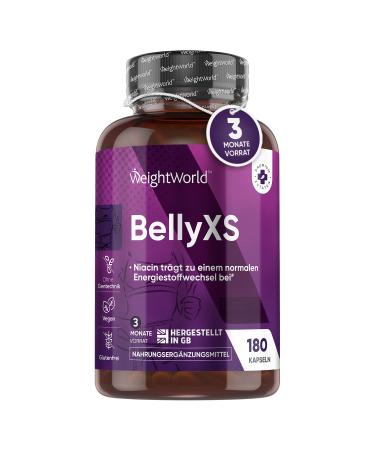 Belly XS capsules - with green tea extract apple cider vinegar L -tyrosine vitamin B3 (niacin) turmeric chrome & zinc - for fitness & metabolism - keto & vegan - 180 capsules for 3 months stock - Weightworld