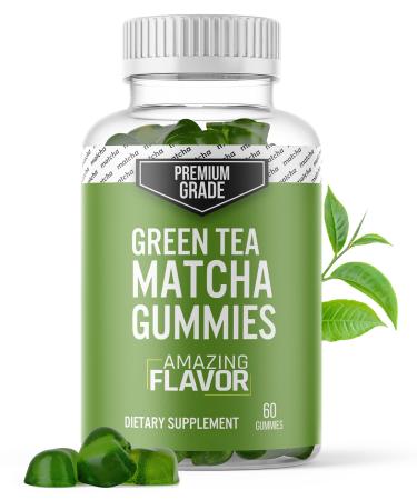 Matcha Green Tea Extract Gummy Vitamins Premium Grade Natural Matcha Energy Chews - Detox and Debloat for Women & Men Matcha Gummies - Vegan Gluten-Free and Non-GMO - 1 Month Supply