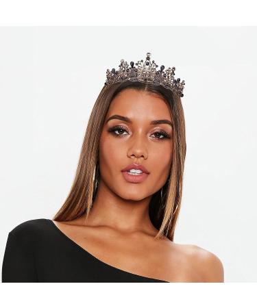 Vofler Black Baroque Witch Crown with Crystal - Women's Tiara for Halloween Cosplay, Wedding, Prom, Quinceanera - Buy Online on GoSupps.com