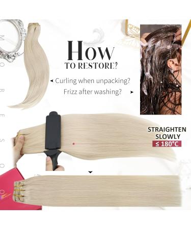 Moresoo 16 Inch Platinum Blonde Clip in Human Hair Extensions - Remy Hair 7 Pieces/120g #60 - Buy Online on GoSupps.com