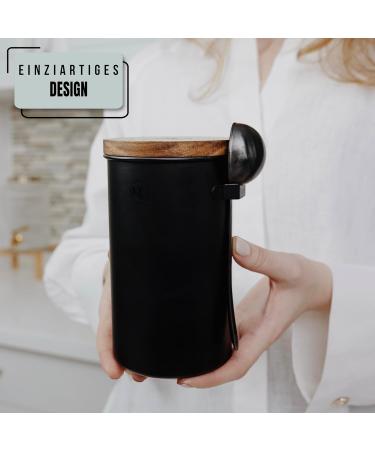 KC Kitchen & Co. Coffee Jar with Spoon for 250 g Coffee Beans or Tea (Matte Black) - Buy Online on GoSupps.com