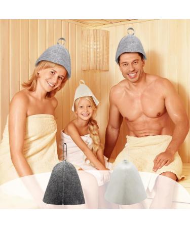 Buy Mhduyeg Sauna Hat Set - 2 Pieces (Gray & White) | Stylish Sauna Accessories for Men & Women | Perfect for Showers & Saunas | Includes Storage Bag - Buy Online on GoSupps.com