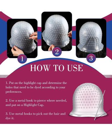 Canlierr Hair Coloring Highlighting Cap Kit with Hook and Gloves - Reusable Silicone Accessories for Salon & Home Use - Buy Online on GoSupps.com