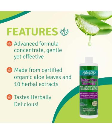 Aloe Life Detox Plus Formula - Aloe Vera Juice Cleanse for Gut Health & Digestion | Herbal Detox Supplement (Lemon Lime 16oz - Buy Online on GoSupps.com