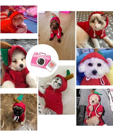 XIAOYU Dog Hoodies - Warm Sweatshirt Coat for Puppies | Autumn Winter Pet Clothing with Fruit Hood - Apple MM Red - Buy Online on GoSupps.com