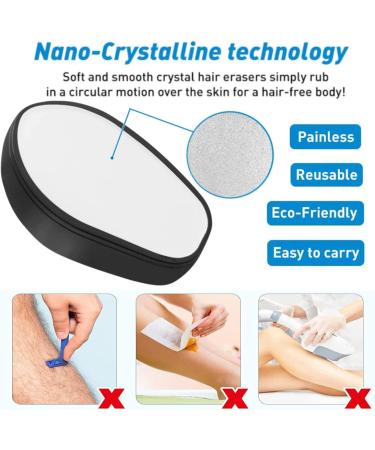 Nano Crystal Hair Removal Stone | Fast & Easy Hair Remover for Men and Women | Painless Hair Removal Tool for Arms, Legs, Back | Soft Smooth Skin | Black - Buy Online on GoSupps.com