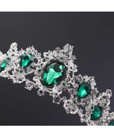 Lurrose Baroque Crystal Tiara - Vintage Rhinestone Wedding Crown Headpiece for Brides | Red Silver Green Hair Accessories - Buy Online on GoSupps.com