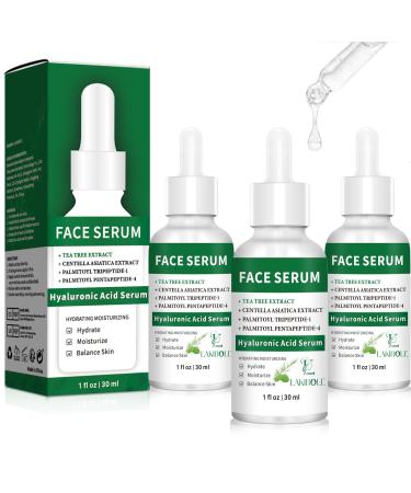 3 Pack Hyaluronic Acid Serum with Tea Tree & Centella Asiatica Revitalize & Balance Skin (1fl.oz/30ml Each)
