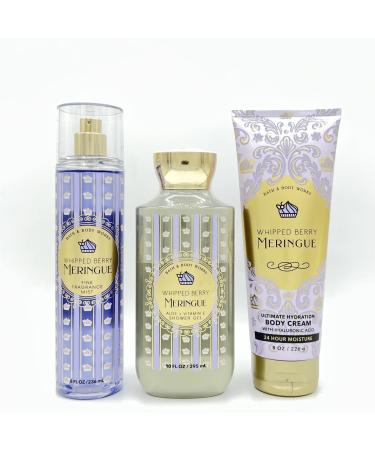 Bath & Body Works   Whipped Berry Meringue - 3 pc Bundle - Fine Fragrance Mist  Ultimate Hydration Body Cream and Shower Gel - Spring 2022