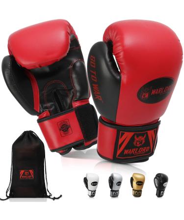 WARLORD Muay Thai Gloves Boxing Gloves for Men Boxing Gloves Women Muay Thai MMA Gloves Men Boxing Equipment Punching Bag Training, Kickboxing Gloves Boxing Equipment Boxing Bag Heavy Bag Gloves 16 oz 16 oz Red