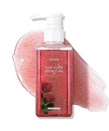 2-in-1 Body Wash & Body Scrub Rose (11.3fl.oz) Gentle Exfoliating Scrub for Deep Cleansing Effective on Acne & Dead Skin Brighten & Moisturize Skin Polishes