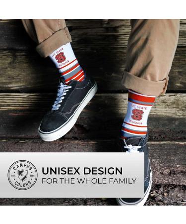 NC State Wolfpack Collegiate Striped Dress Socks - One Size Fits Most - Game Day Apparel for Men, Women, Youth - Red - Buy Online on GoSupps.com