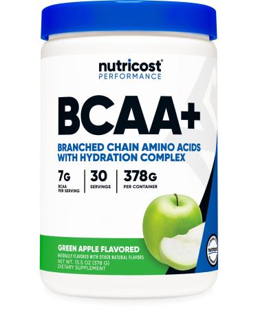 Nutricost BCAA + Hydration Powder (Green Apple) 30 Servings - Branched Chain Amino Acids with Hydration Complex - Gluten-Free Non-GMO