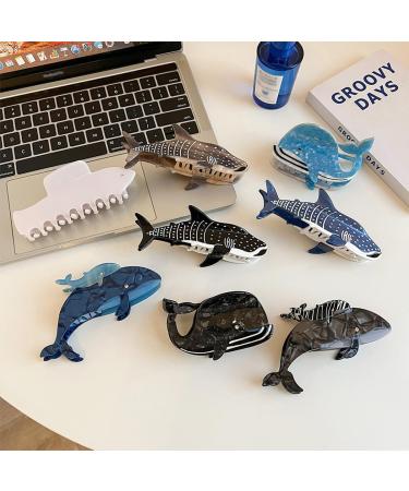 Shark Whale Claw Clips Unique Ocean Animal Hair Accessories Strong Hold Cellulose Acetate Hair Clips Large Lifelike Shark Whale Hair Clips for Thick and Thin Hair (Double Whale-Black) - Buy Online on GoSupps.com
