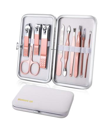 Manicure Set 10pcs Professional Nail Clippers Kit Pedicure Care Tools-Stainless Steel Grooming Tools for Travel (White)
