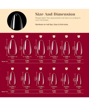 Rosalind Almond Nail Tips - 264pcs Clear Gel Full Cover for Nail Art | Medium Soft Tips | 12 Sizes Included - Buy Online on GoSupps.com