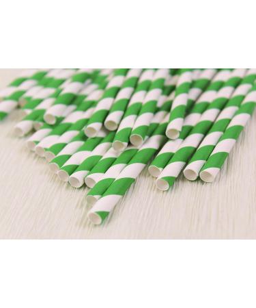 Just Artifacts Premium Green Striped Paper Straws - 100 Pack | Disposable Drinking Straws - Buy Online on GoSupps.com